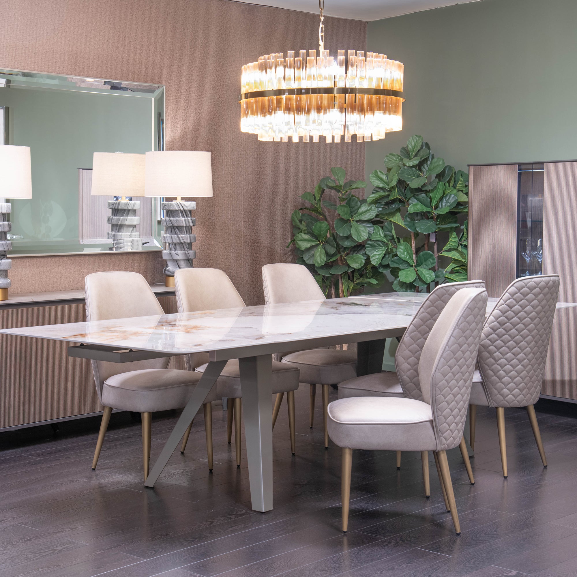 200cm Extending Dining Table & 6 Aurora Dining Chairs