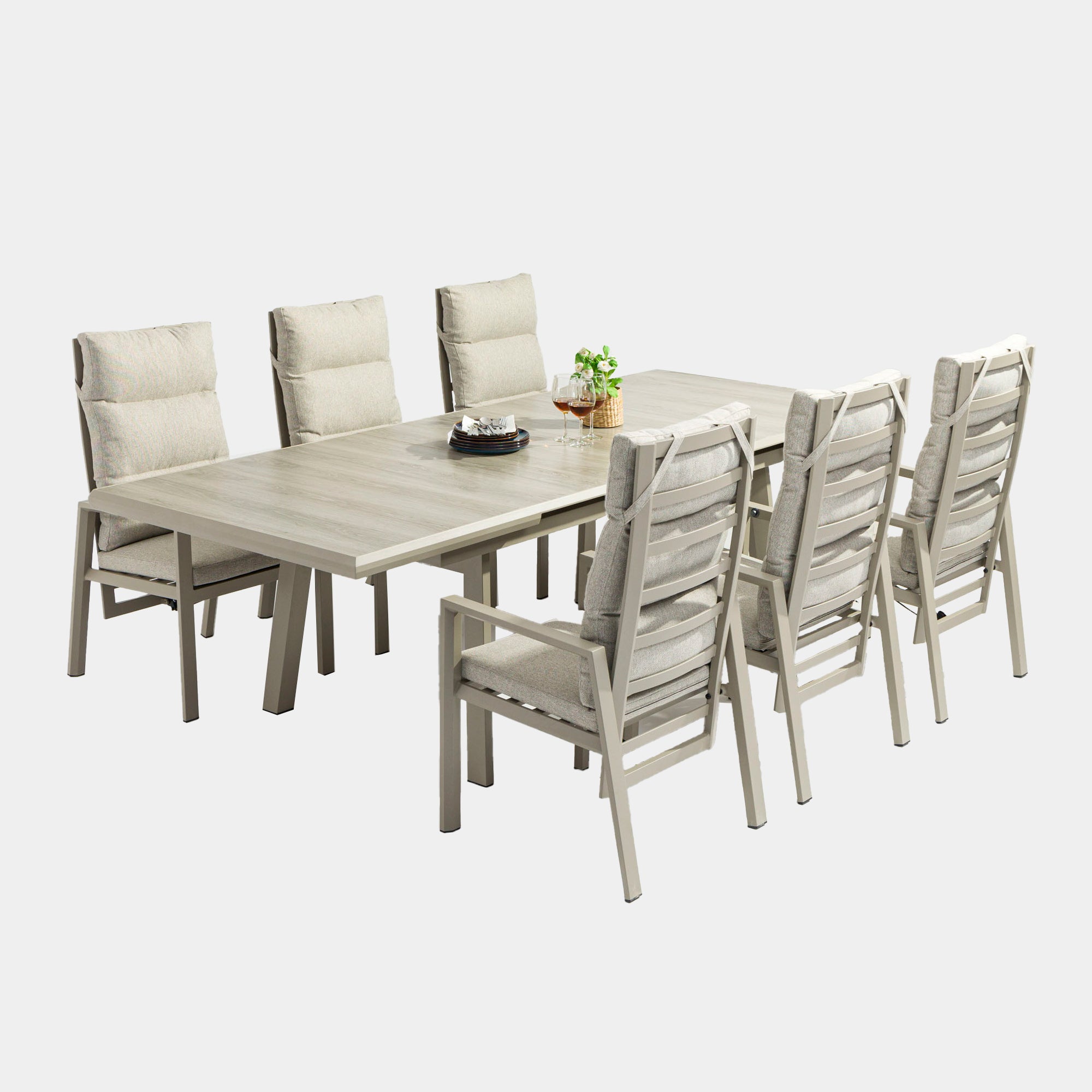 Grenada - 6 Seat Garden Dining Set With Reclining Chairs