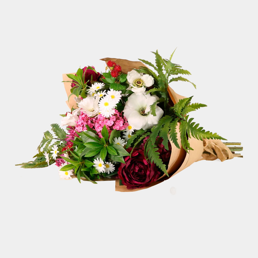 Artificial Raspberry Kiss Bouquet - Faux Flower Arrangement