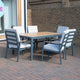 Antigua - 6 Seat Rectangular Dining Set In Grey Aluminium With Wood Effect - Item As Pictured