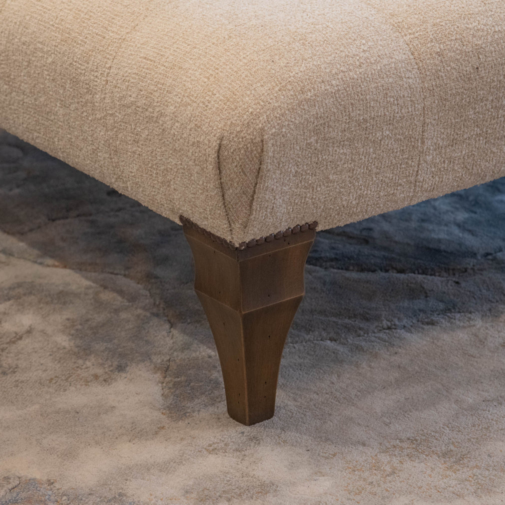 Classic - Large Square Indented Footstool, Fabric - Item As Pictured