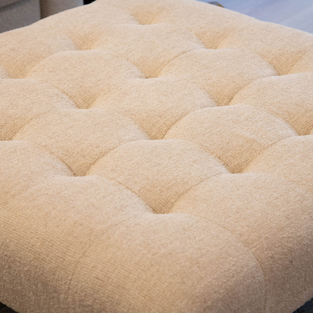 Classic - Large Square Indented Footstool, Fabric - Item As Pictured
