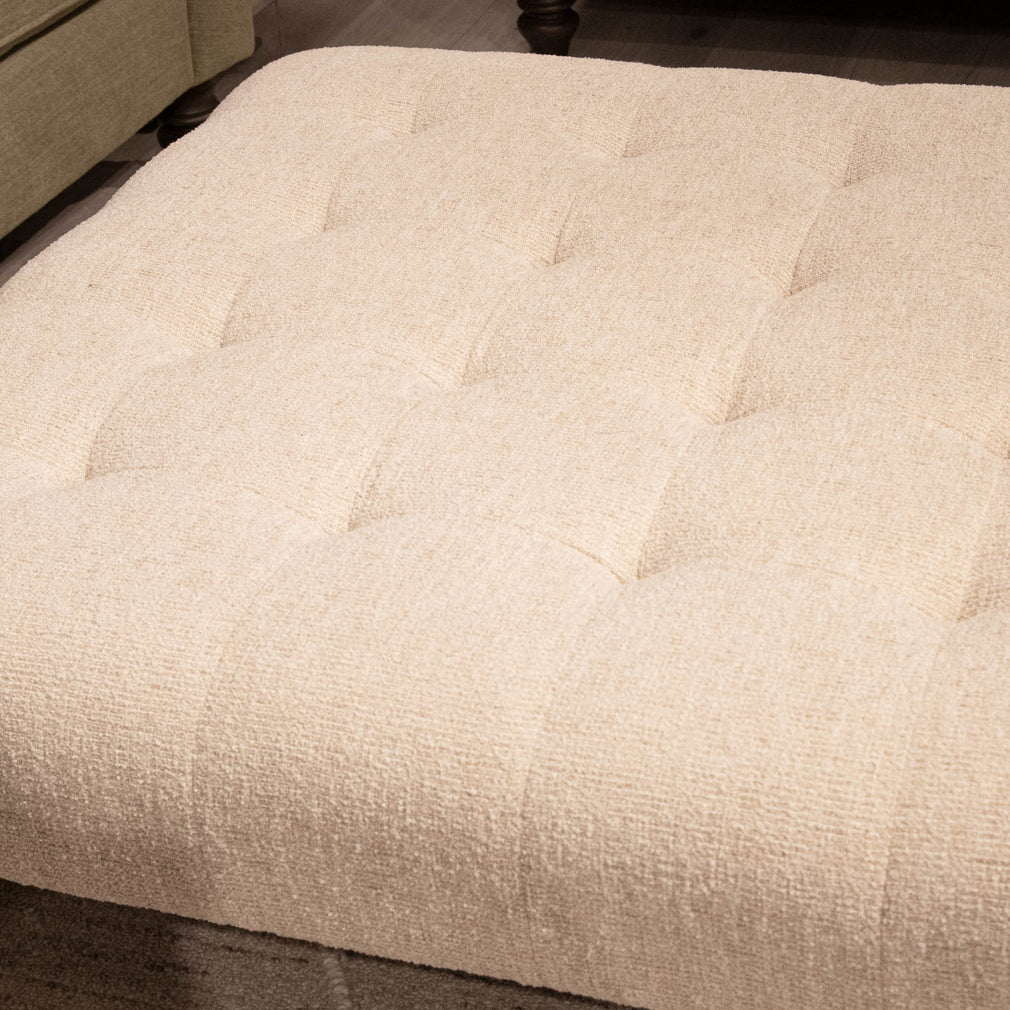 Classic - Large Square Indented Footstool, Fabric - Item As Pictured