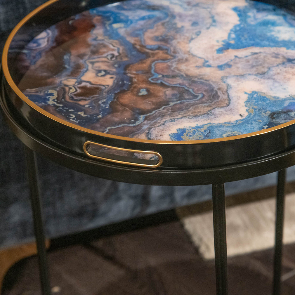 Tezzo - Marble Effect Side Tables, Set of 2 - Item as Pictured