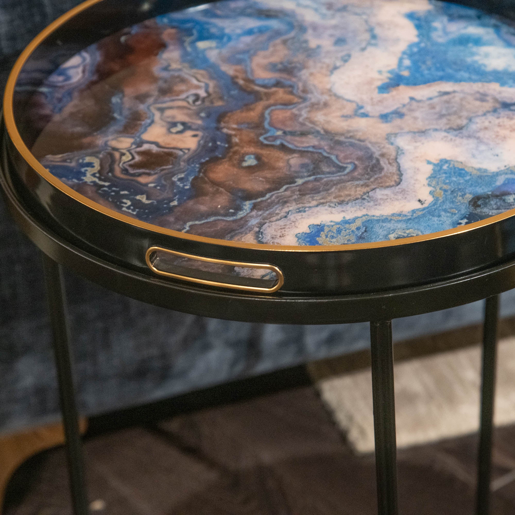 Tezzo - Marble Effect Side Tables, Set of 2 - Item as Pictured