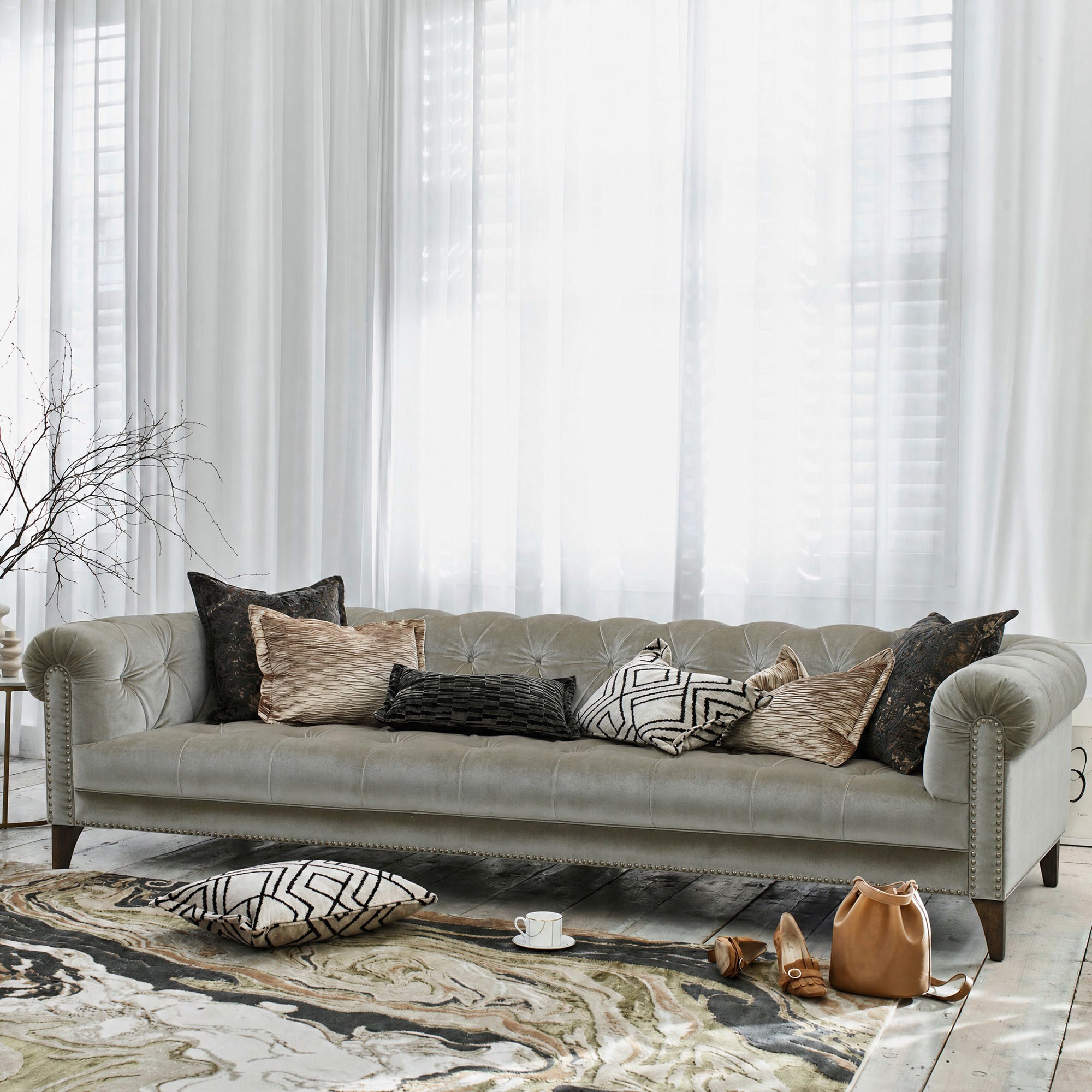 Roosevelt - 4 Seat Shallow Split Sofa, Fabric - Item as Pictured