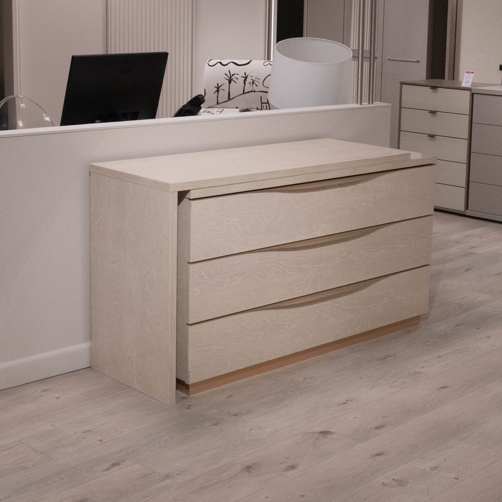 Alaska - Vanity Extension With Single 3 Drawer Dresser In Sand Birch Finish