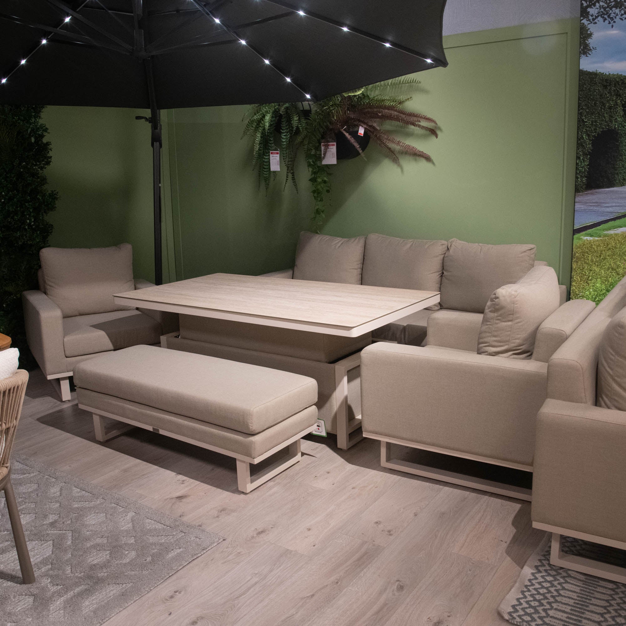 Coral Gables - 3 Seat Garden Sofa Dining Set & Rising Table - Item as Pictured