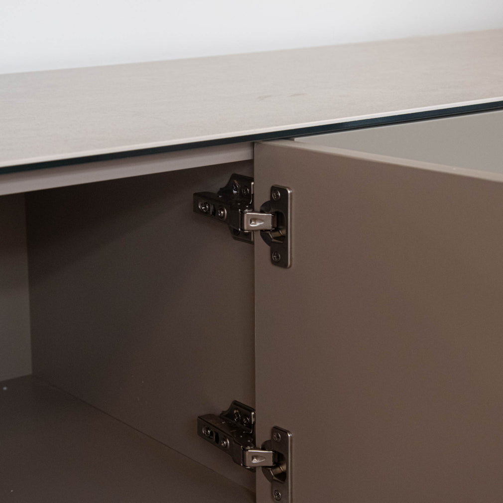Bellini - TV Unit In Beige With Salt White Ceramic Top - Item As Pictured