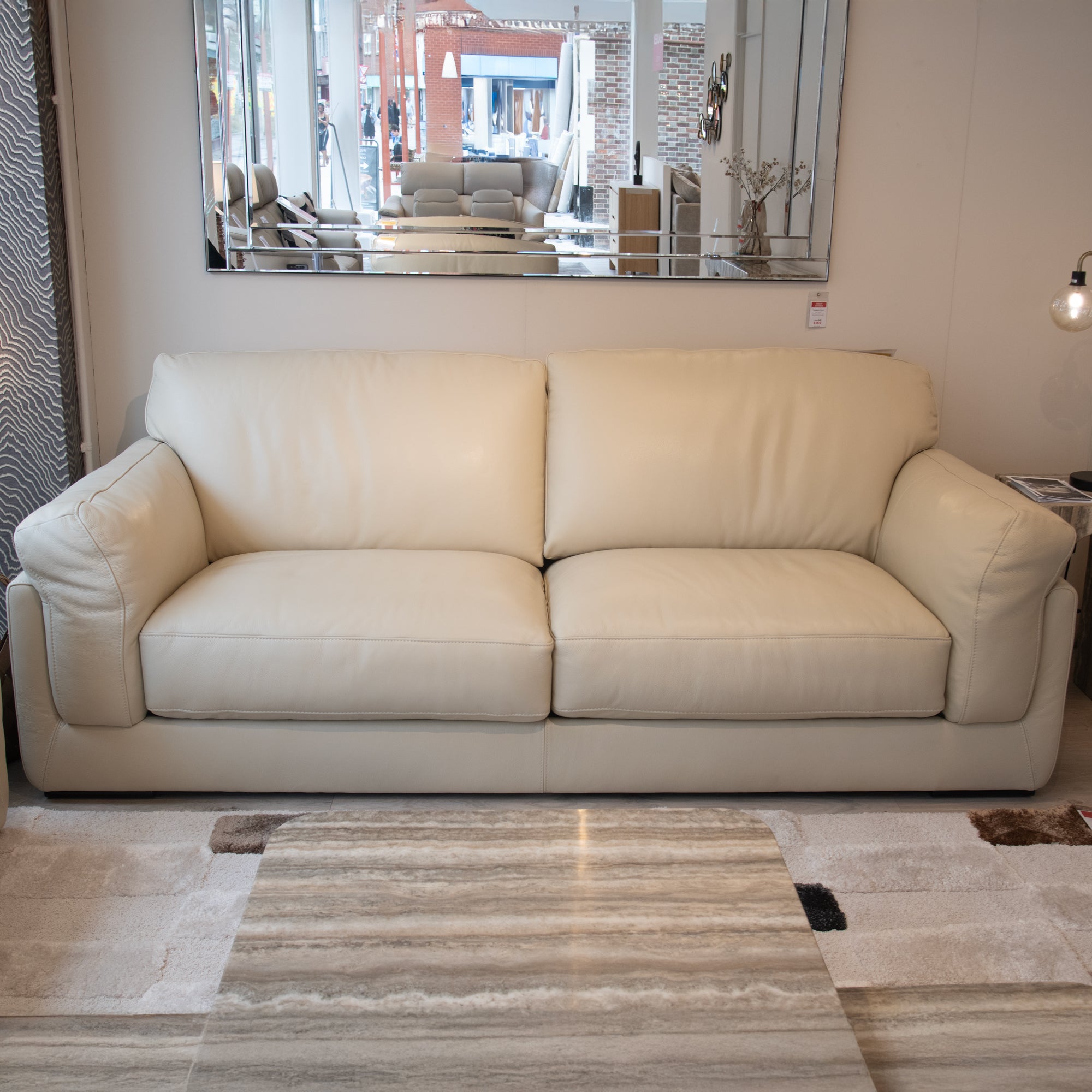 Ellington - 3 Seat Sofa, Pebble Leather - Item As Pictured
