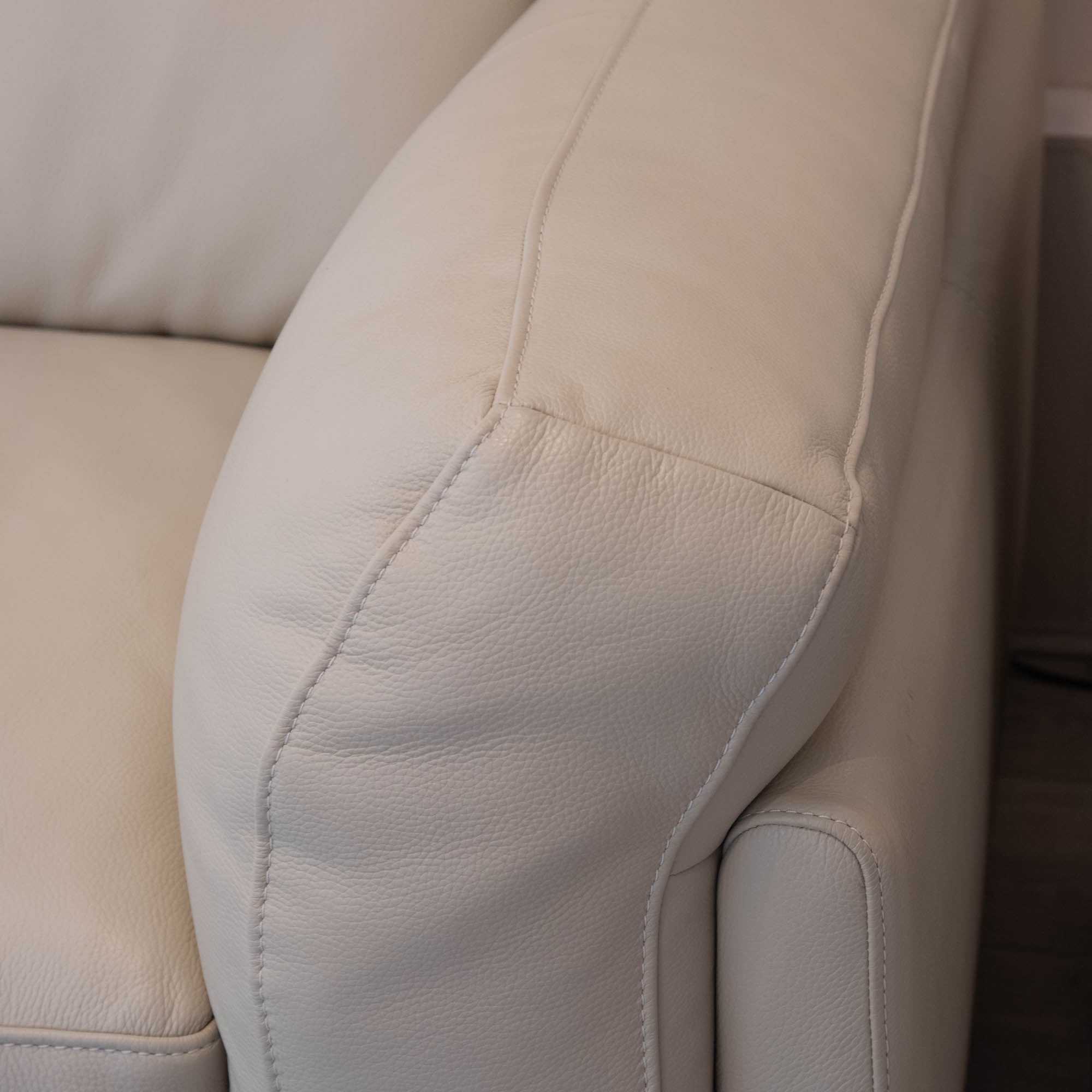 Ellington - 3 Seat Sofa, Pebble Leather - Item As Pictured