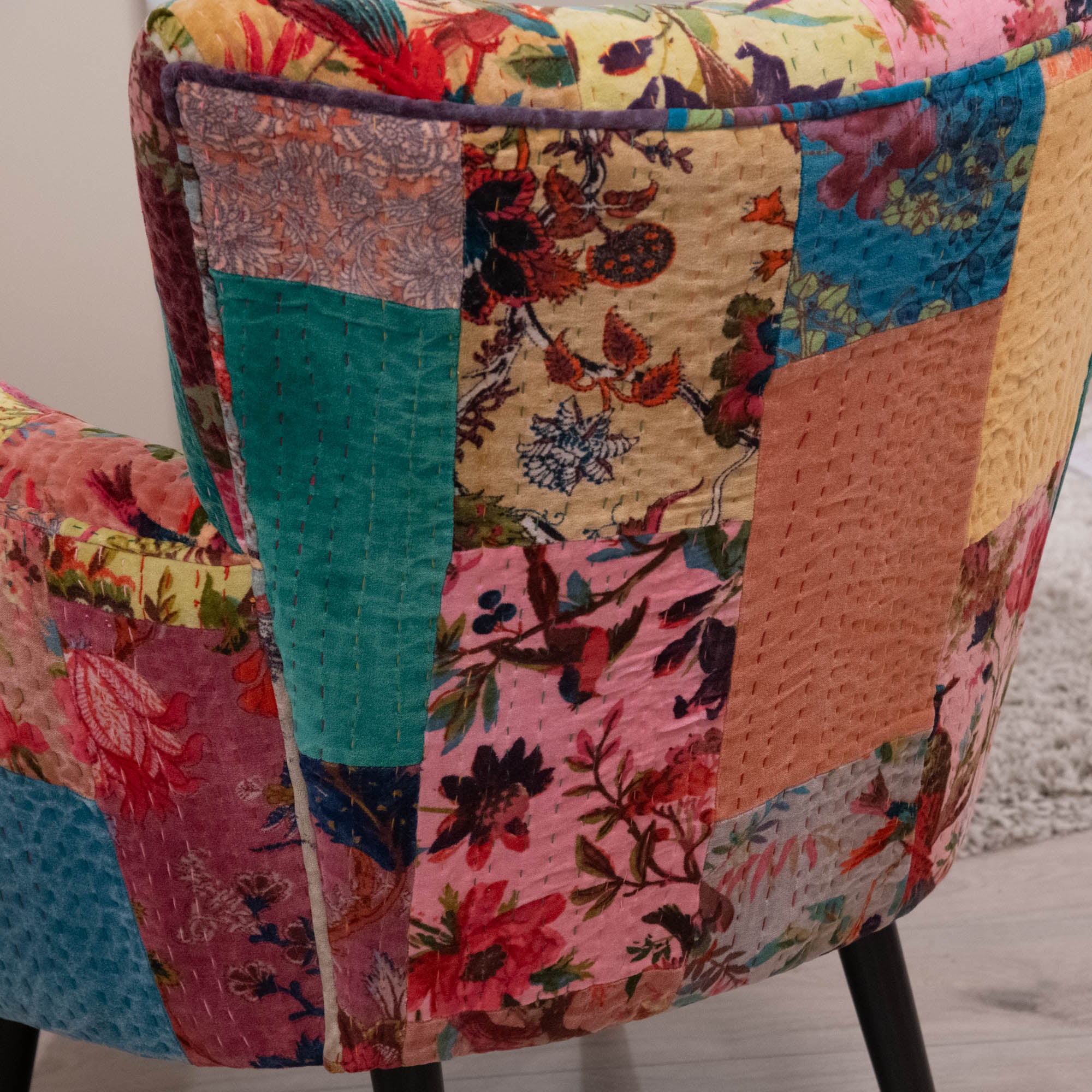Asha - Armchair, Patchwork Fabric - Item as Pictured