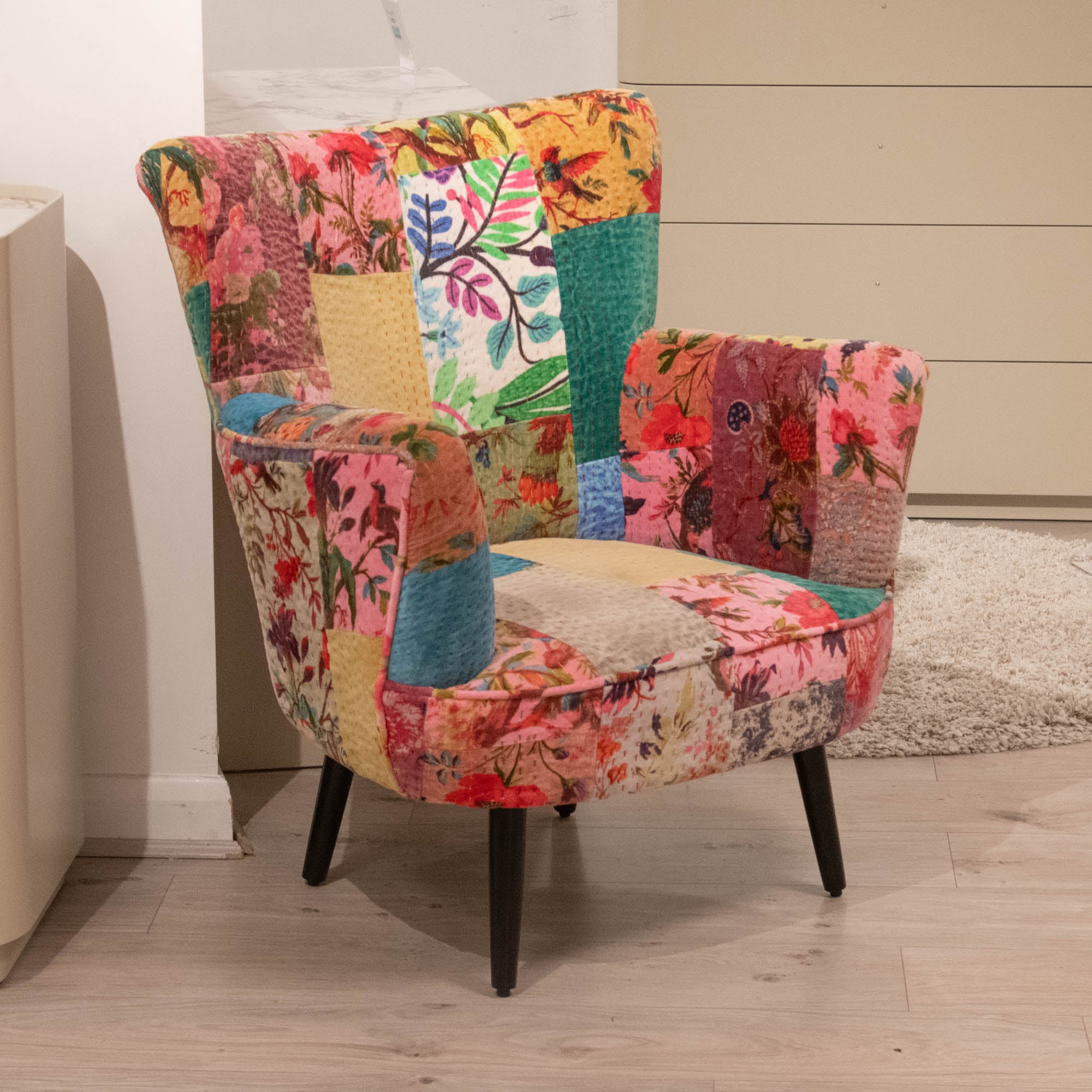 Asha - Armchair, Patchwork Fabric - Item as Pictured