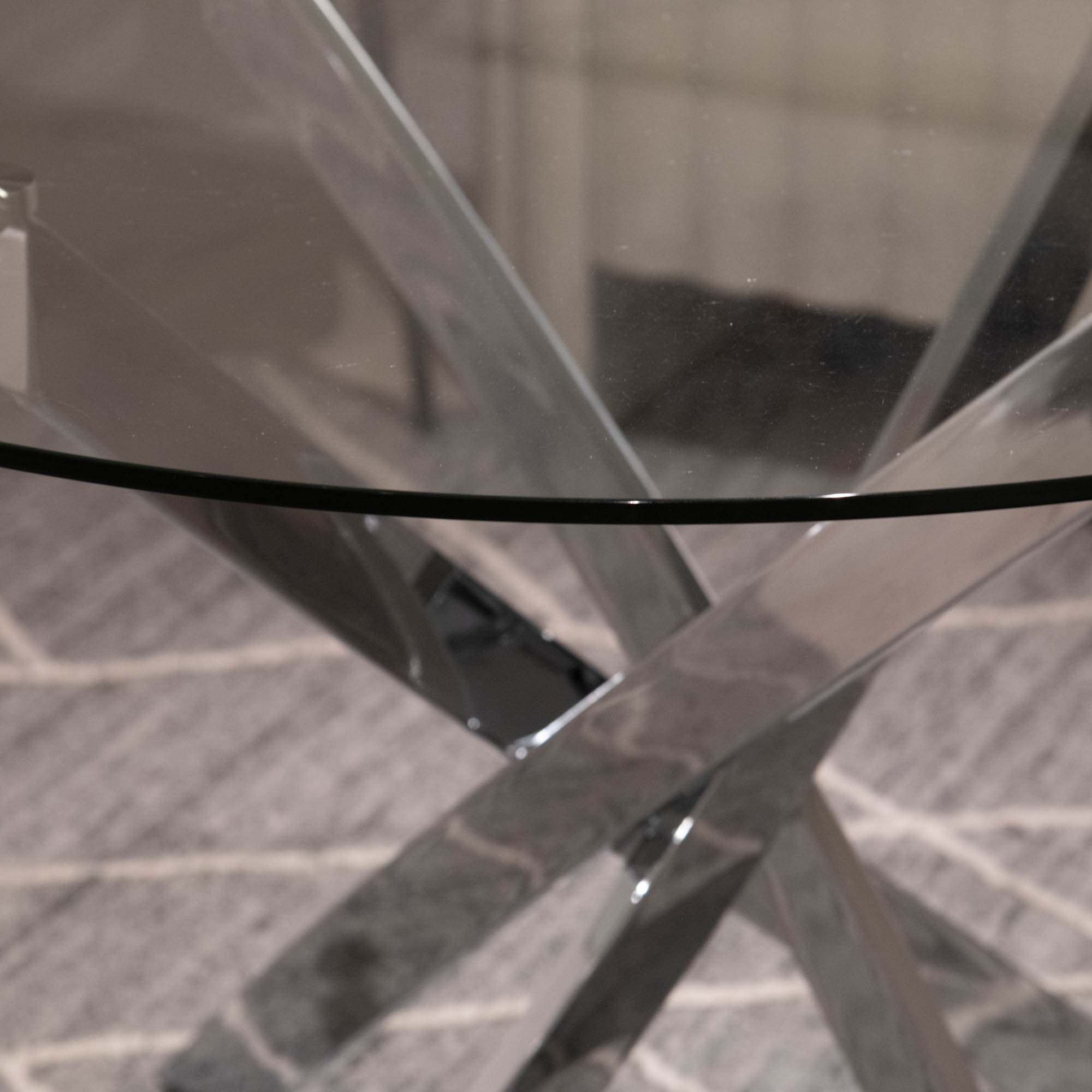 Puzzle - Round Glass Dining Table - Item as Pictured