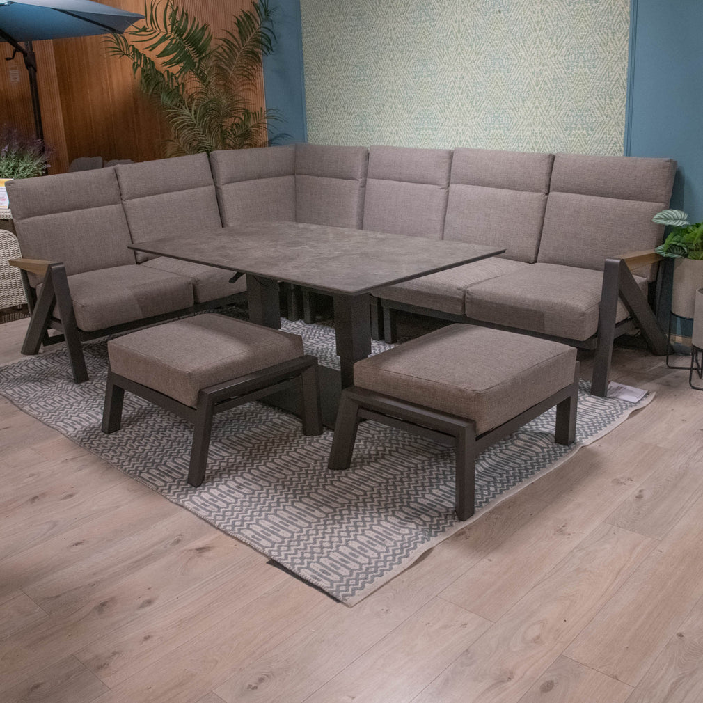 Tahiti - High Back Corner Garden Dining Set with Rising Table - Item as Pictured