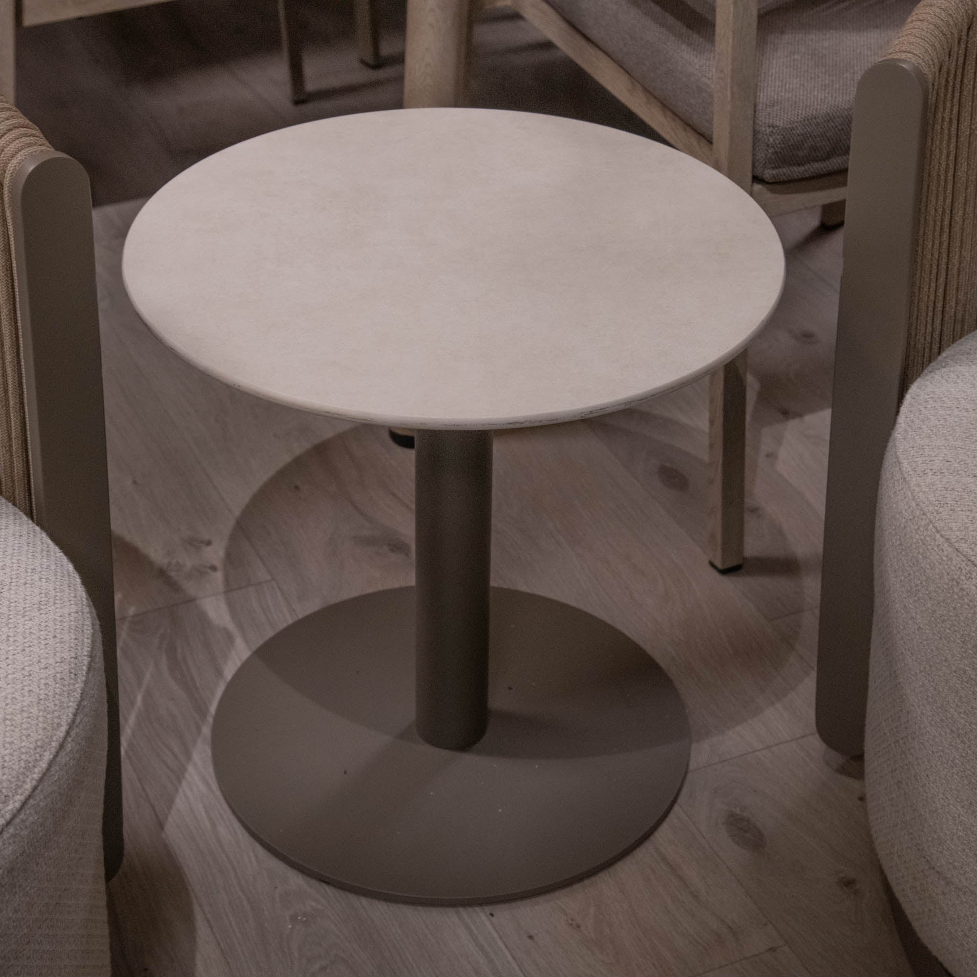Mauritius - Pair Of Accent Swivel Garden Chairs & Side Table - Item as Pictured