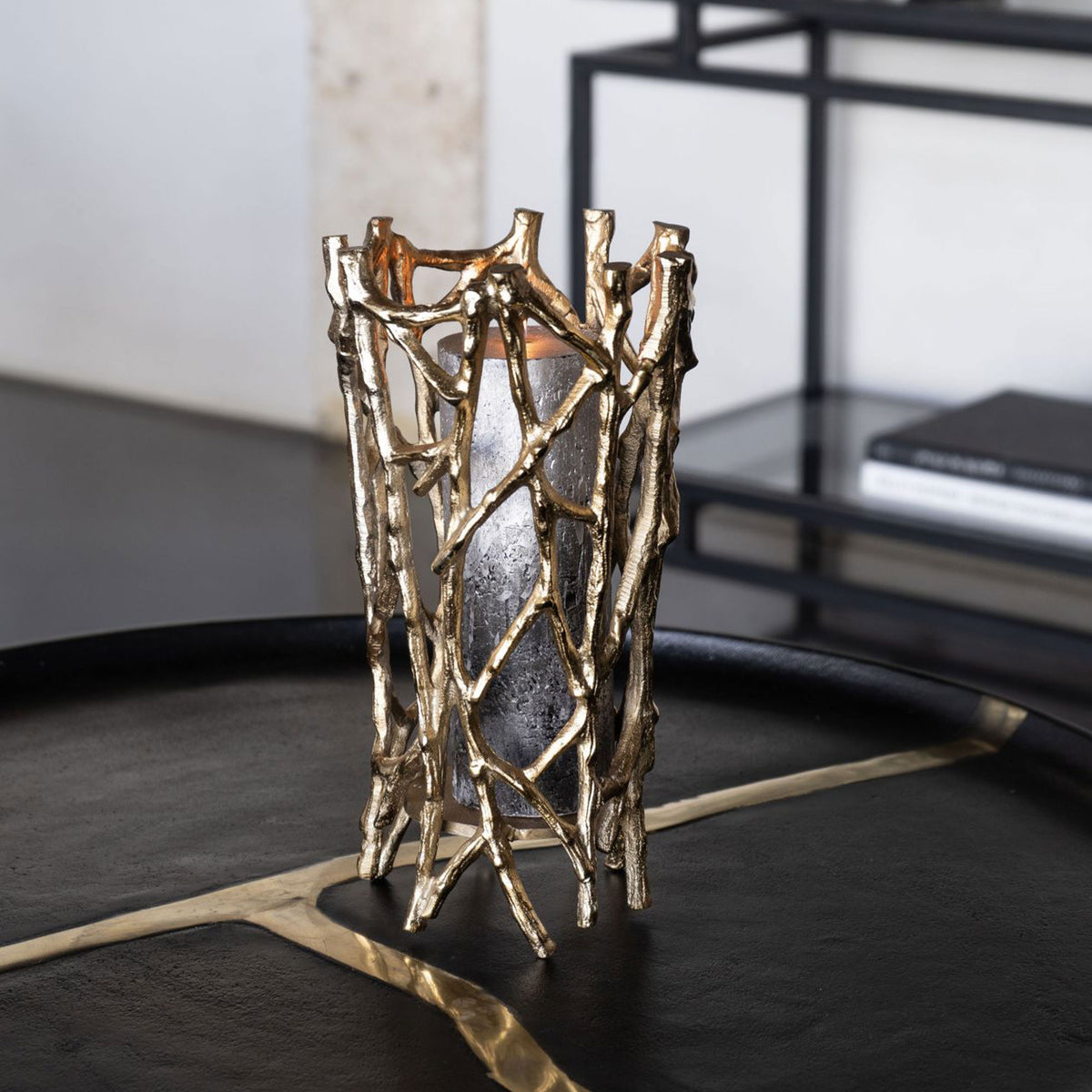 Twig - Pillar Candle Holder, Gold