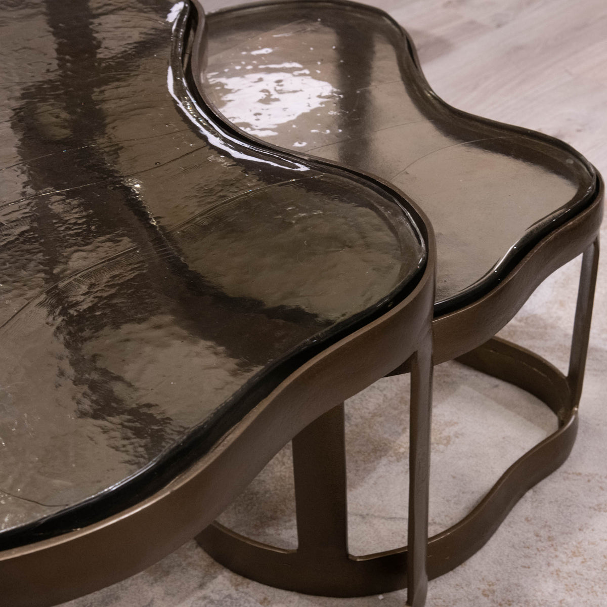 Haze - Antique Brass Coffee Tables, Set Of 2 - Item as Pictured