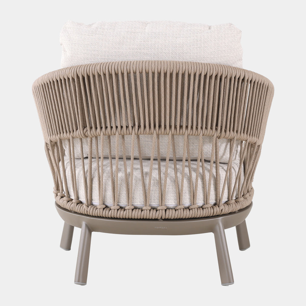 Mauritius - 3 Seat Garden Sofa Set, Champagne Aluminium & Rope Weave Effect