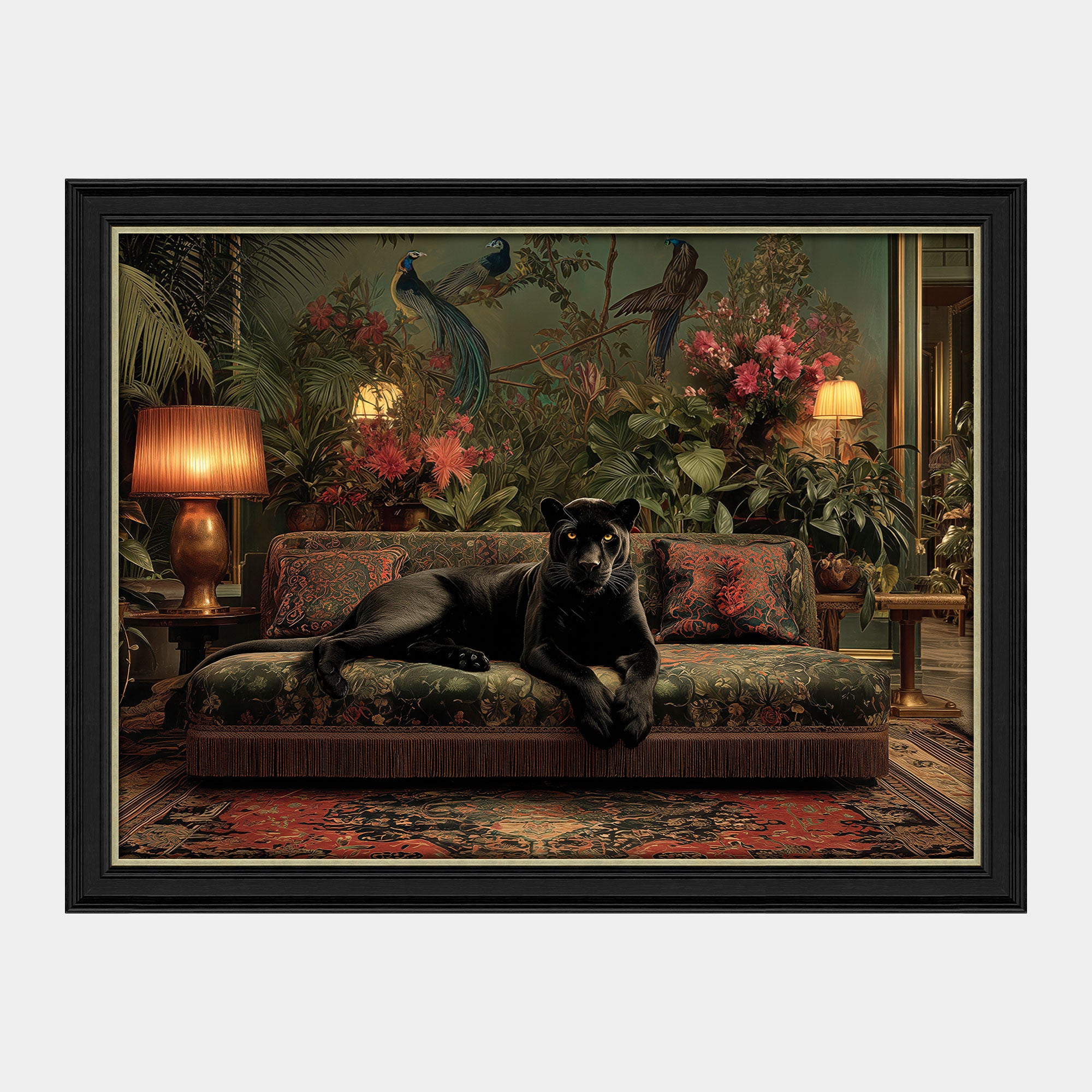 Lounging Panther - Framed Wall Art Print