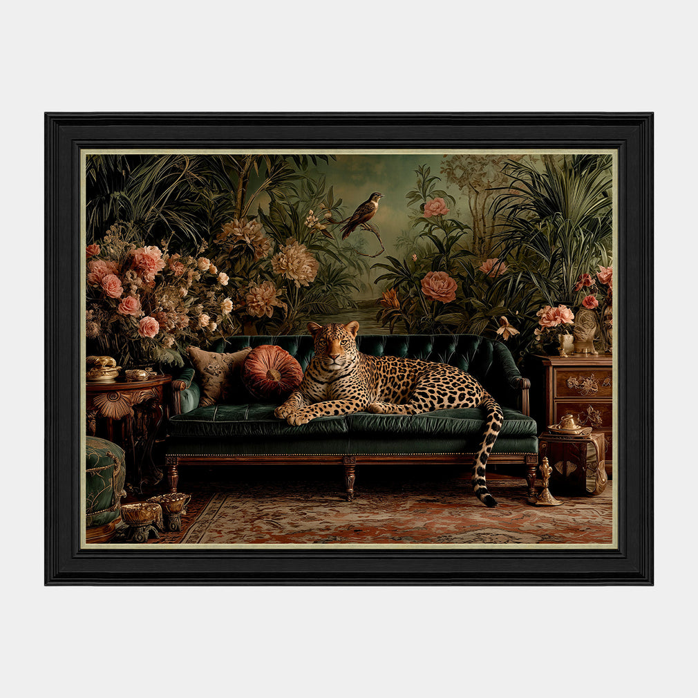 Lounging Leopard - Framed Wall Art Print