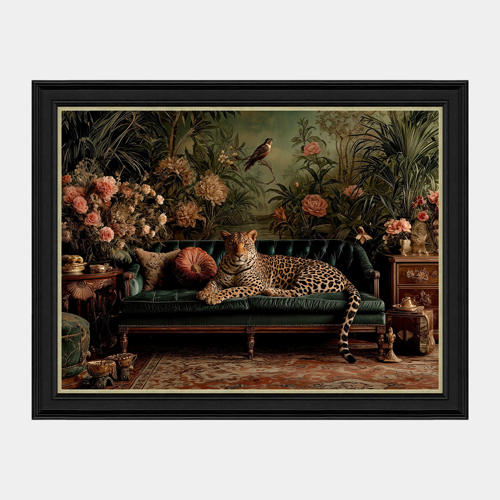 Lounging Leopard - Framed Wall Art Print