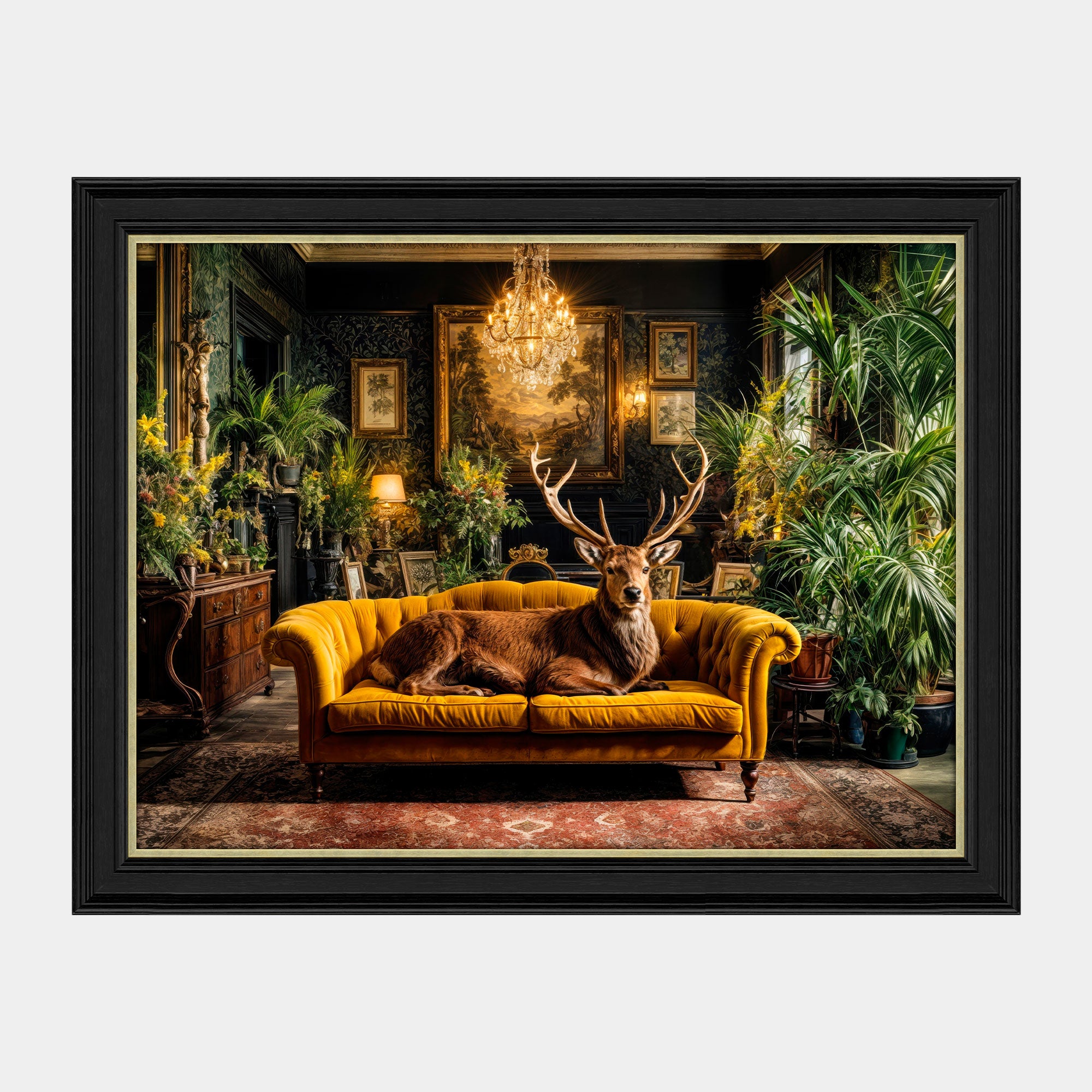 Lounging Stag - Framed Wall Art Print