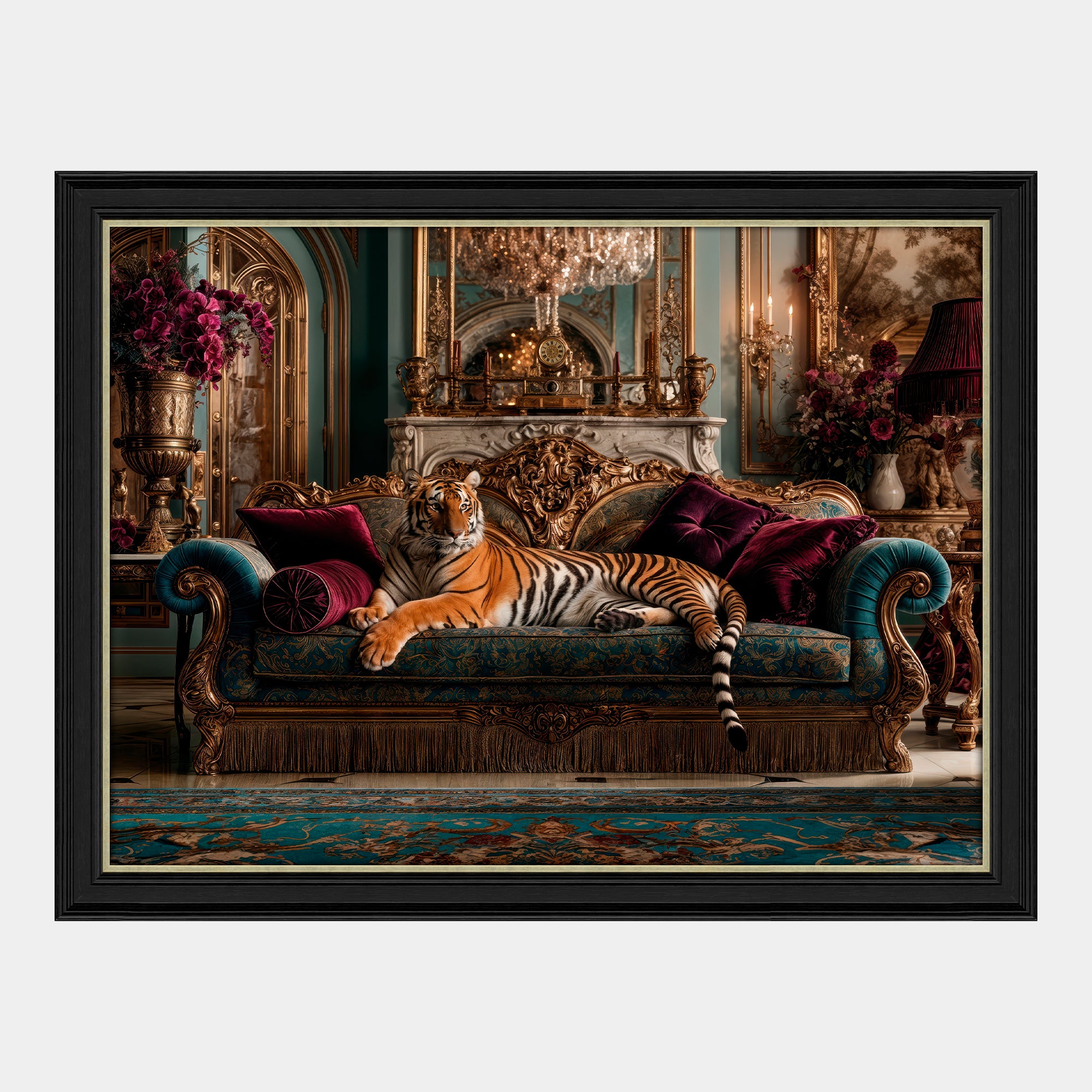 Moody Lounging Tiger - Framed Wall Art Print