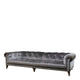Shallow 4 Seat Sofa In Fabric Grade A Oracle Chocolate With Antique Studs And Dark Feet