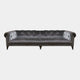 Shallow 4 Seat Sofa In Fabric Grade A Oracle Chocolate With Antique Studs And Dark Feet