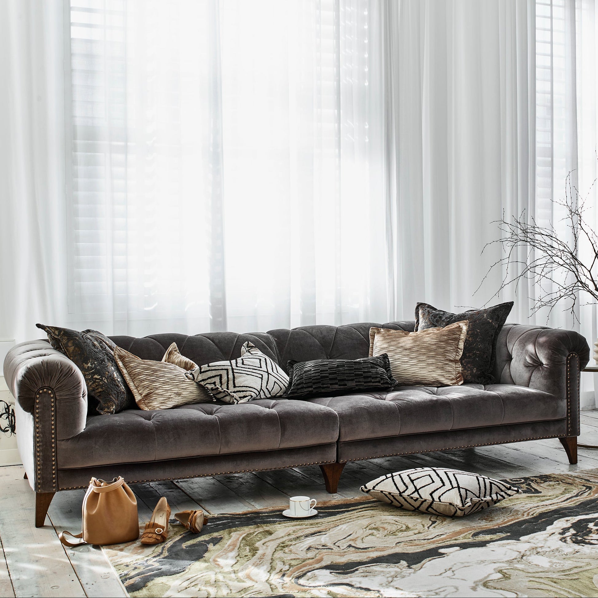 Roosevelt - 3 Seat Shallow Sofa, Fabric