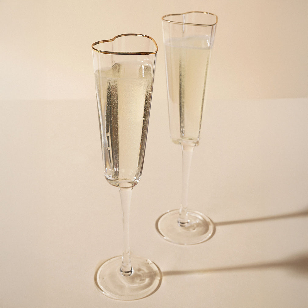Amore - Heart Shaped Flute Glasses, Set of 2