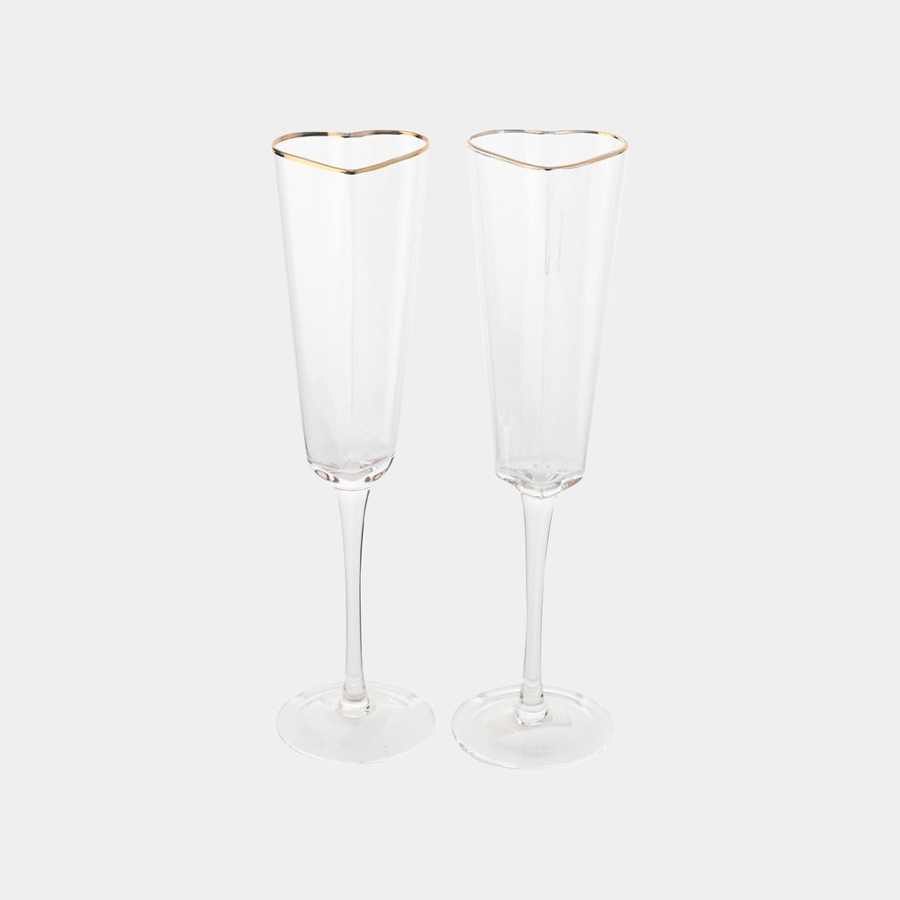 Amore - Heart Shaped Flute Glasses, Set of 2
