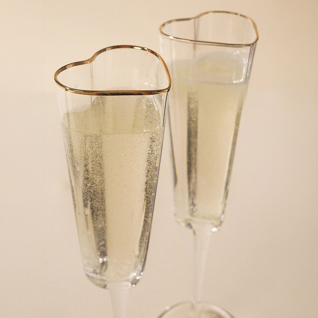 Amore - Heart Shaped Flute Glasses, Set of 2