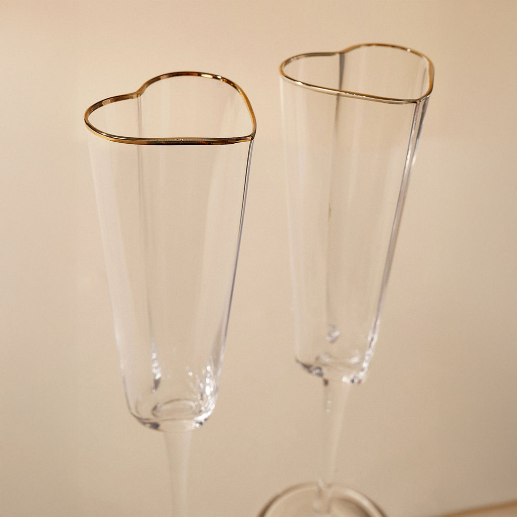 Amore - Heart Shaped Flute Glasses, Set of 2