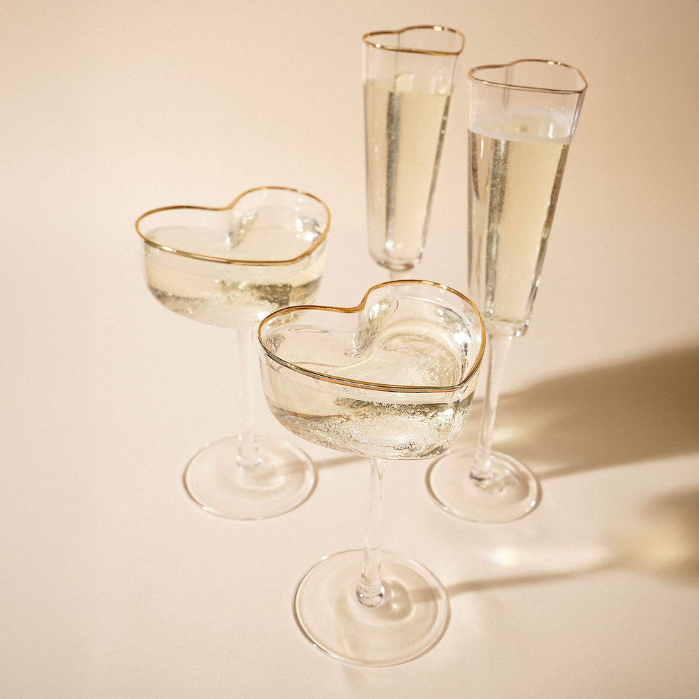 Amore - Heart Shaped Flute Glasses, Set of 2