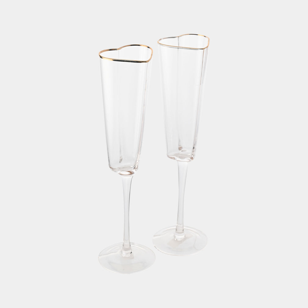 Amore - Heart Shaped Flute Glasses, Set of 2