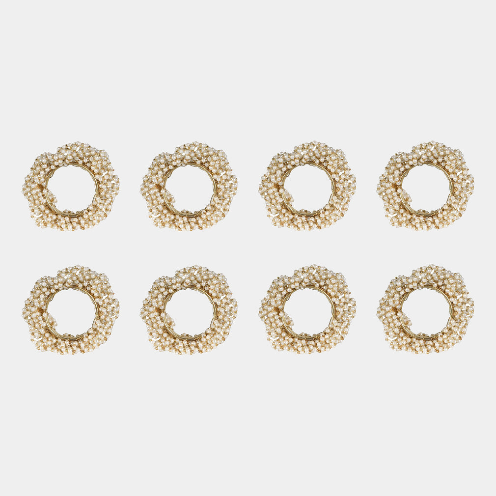 Gold Pearl Napkin Rings Set of 8 – Christmas Dining Table Décor