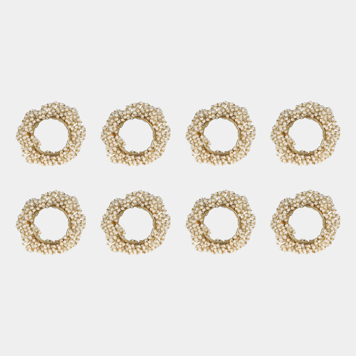 Gold Pearl Napkin Rings Set of 8 – Christmas Dining Table Décor
