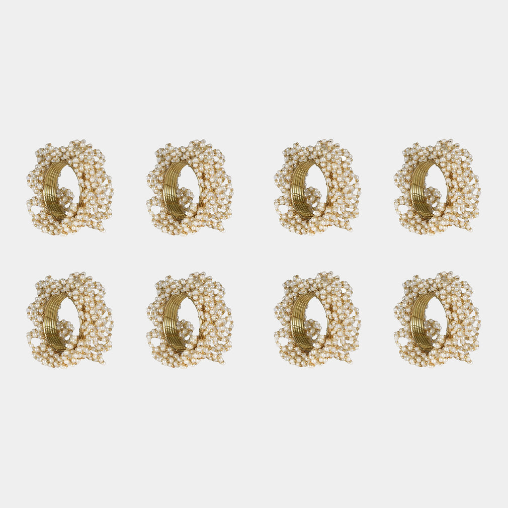 Gold Pearl Napkin Rings Set of 8 – Christmas Dining Table Décor