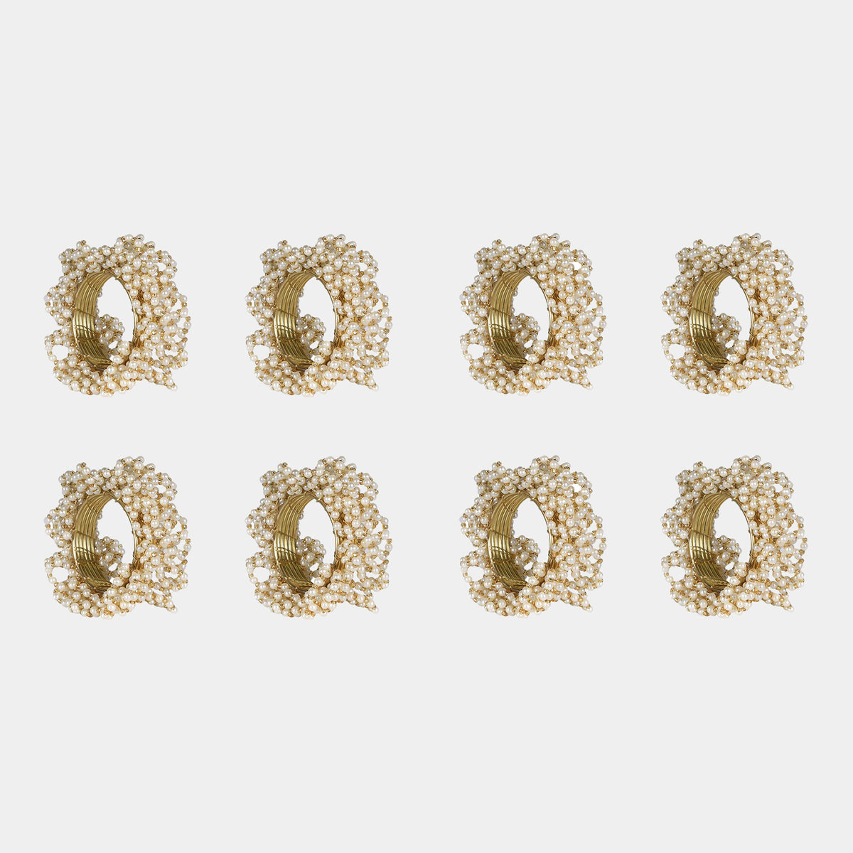 Gold Pearl Napkin Rings Set of 8 – Christmas Dining Table Décor