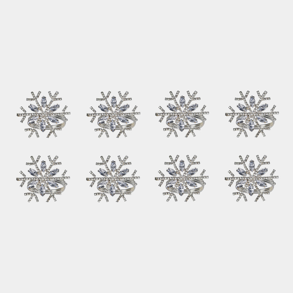 Silver Snowflake Napkin Rings Set of 8 – Christmas Dining Table Décor