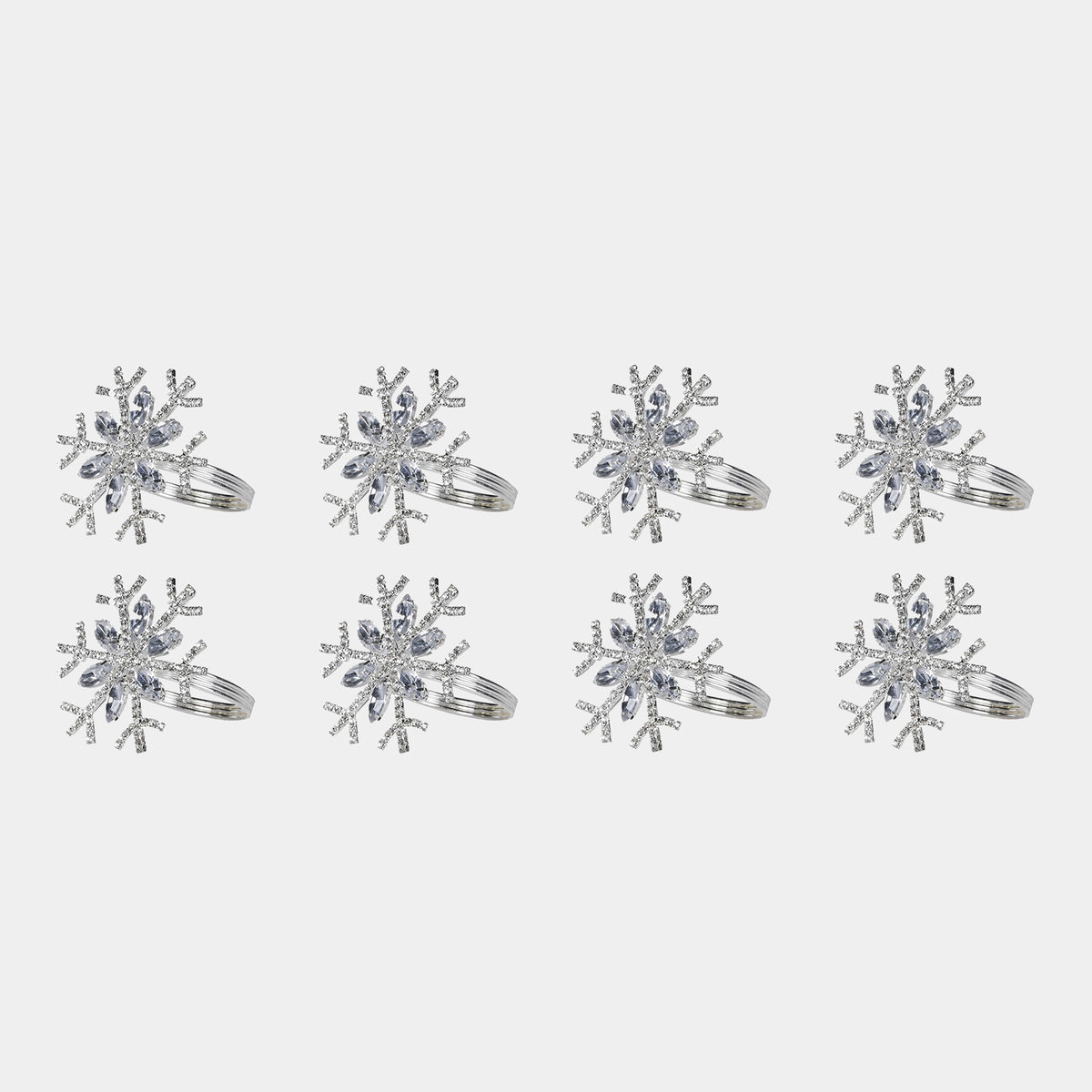 Silver Snowflake Napkin Rings Set of 8 – Christmas Dining Table Décor