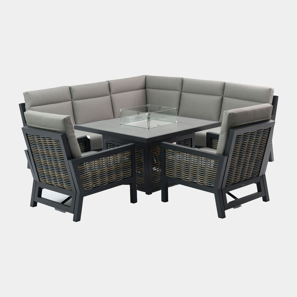 Key Largo - Corner Garden Dining Set With Firepit & High Backs