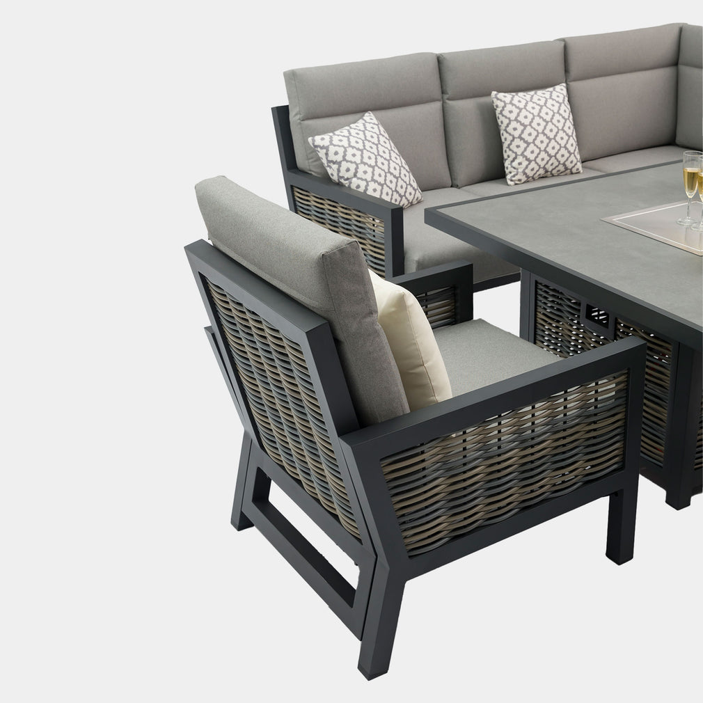 Key Largo - Corner Garden Dining Set With Firepit & High Backs