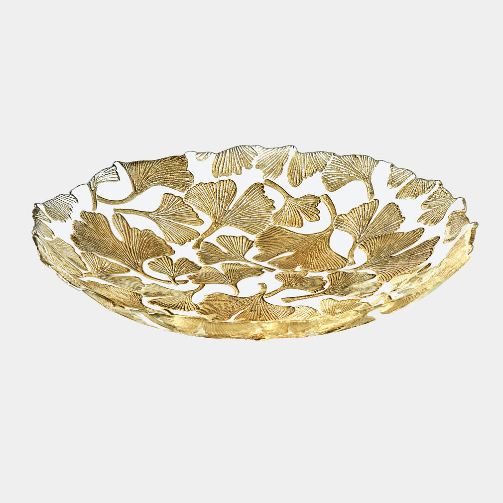 Ginko - Decorative Bowl, Gold Glass