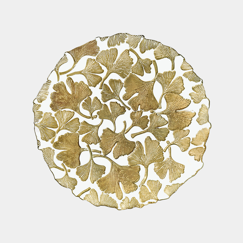 Ginko - Decorative Bowl, Gold Glass