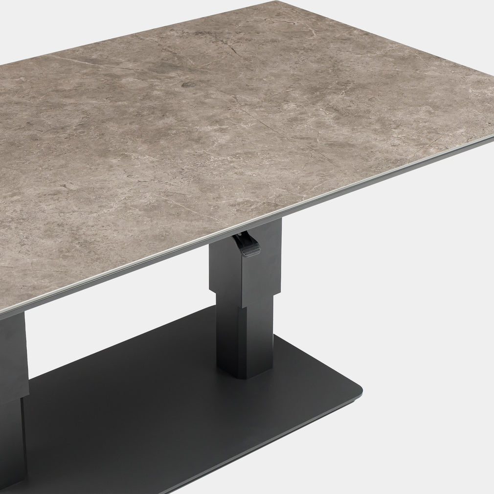 Tahiti - Corner Garden Dining Set With Rising Table & High Backs, Grey