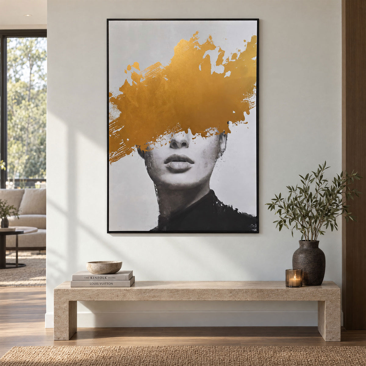 Golden Veil - Framed Canvas Wall Art