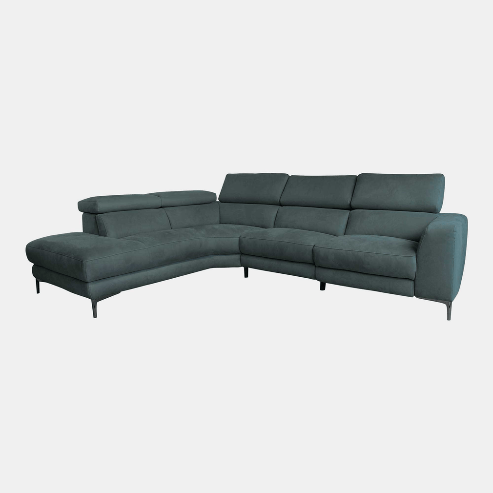 Bella - Recliner Corner Sofa With USB Function, Fabric BLJ-2047 Lake Green